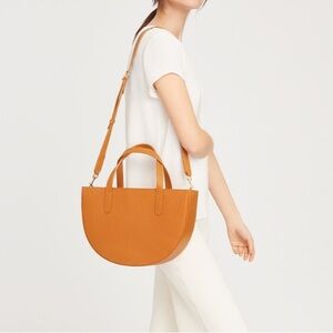 Cuyana Semi-Circle Leather Shoulder Bag • Mango / Yellow